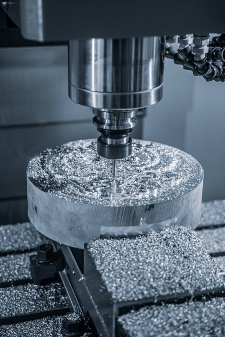 Metalworking CNC lathe milling machine. Cutting metal modern pro